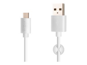Fixed Data And Charging Cable With USB/USB-C Connectors White