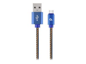 Cablexpert Premium Jeans (Denim) Type-C USB Cable with Metal Connectors CC-USB2J-AMCM-1M-BL