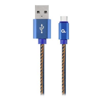 Cablexpert Premium Jeans (Denim) Type-C USB Cable with Metal Connectors CC-USB2J-AMCM-1M-BL