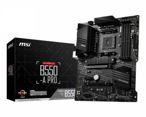 MSI B550-A PRO Processor family AMD Processor socket AM4 DDR4 DIMM Memory slots 4 Supported hard disk drive interfaces SATA, M.2 Number of SATA connectors 6 Chipset AMD B550 ATX