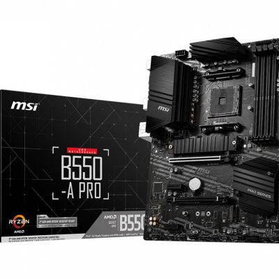 MSI B550-A PRO Processor family AMD Processor socket AM4 DDR4 DIMM Memory slots 4 Supported hard disk drive interfaces SATA, M.2 Number of SATA connectors 6 Chipset AMD B550 ATX