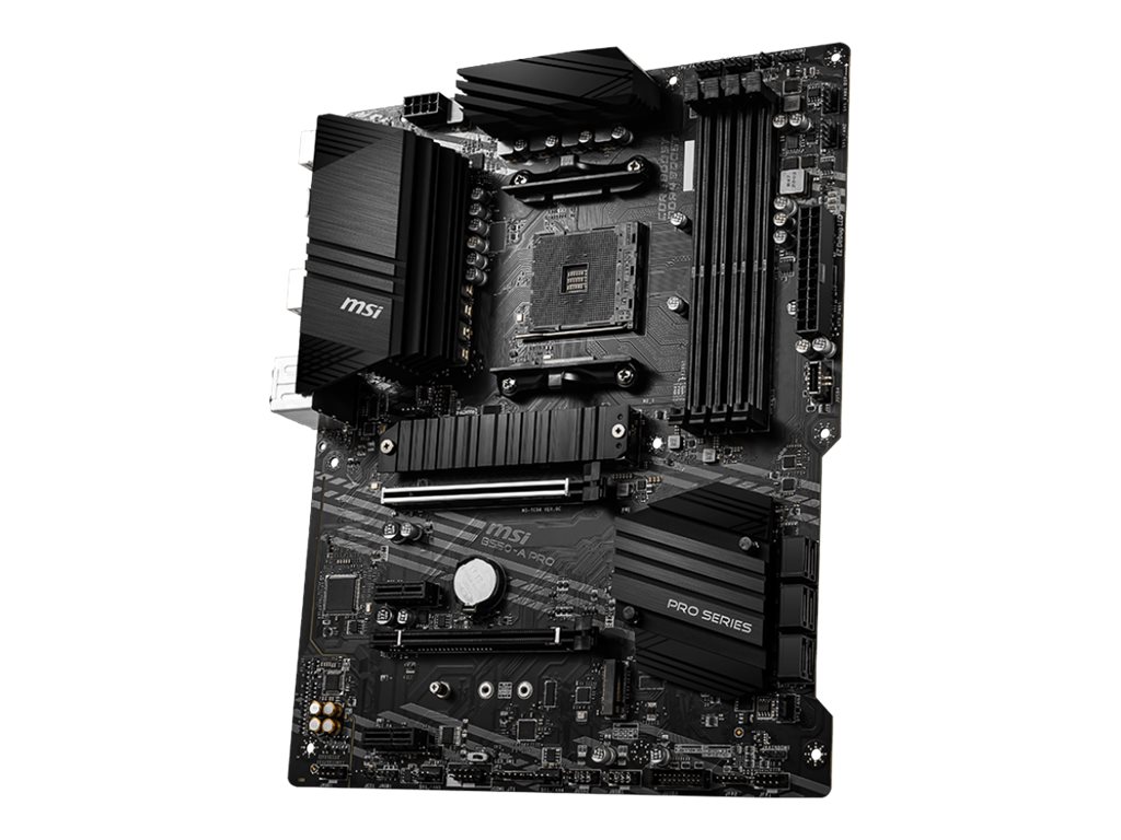 MSI B550-A PRO Processor family AMD Processor socket AM4 DDR4 DIMM Memory slots 4 Supported hard disk drive interfaces SATA, M.2 Number of SATA connectors 6 Chipset AMD B550 ATX - Image 4