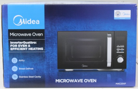 SALE OUT. Midea MAC23XF Microwave oven with Grill, Convection and Airfry, 23 L, Digital control, Black Midea Microwave Oven MAC23XF Free standing 800 W Convection 23 L Grill Black DAMAGED PACKAGING, MISSING INNER PACKAGING, DEMO