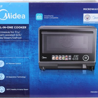 SALE OUT. Midea MSO25H Microwave oven with Grill, Airfry and Steam function, 25 L, Black Midea Microwave oven MSO25H Free standing 1000 W Convection 25 L Grill Black DAMAGED PACKAGING, DEMO