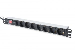 Digitus 1U Aluminum PDU, rackmountable, 7x safety outlet 16A Plug, 250VAC 50/60Hz, switch, surge protection DN-95407