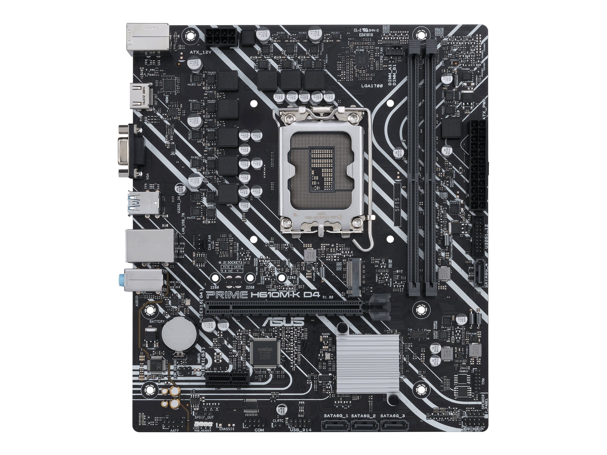 Asus PRIME H610M-K D4 Processor family Intel Processor socket LGA1700 DDR4 DIMM Memory slots 2 Supported hard disk drive interfaces SATA, M.2 Number of SATA connectors 4 Chipset Intel H610 mATX - Image 2