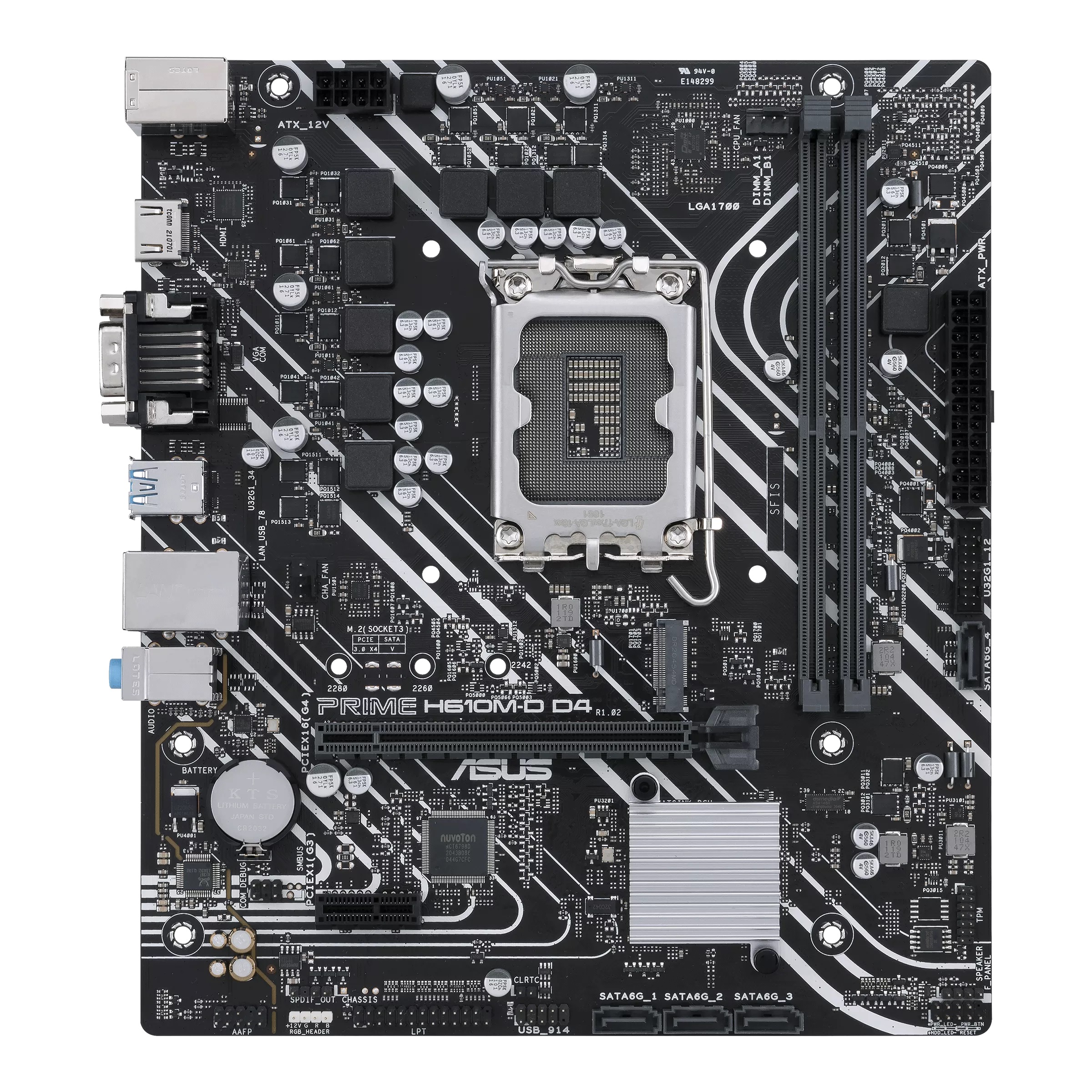 Asus PRIME H610M-D D4 Processor family Intel Processor socket LGA1700 DDR4 DIMM Memory slots 2 Supported hard disk drive interfaces SATA, M.2 Number of SATA connectors 4 Chipset Intel H610 mATX