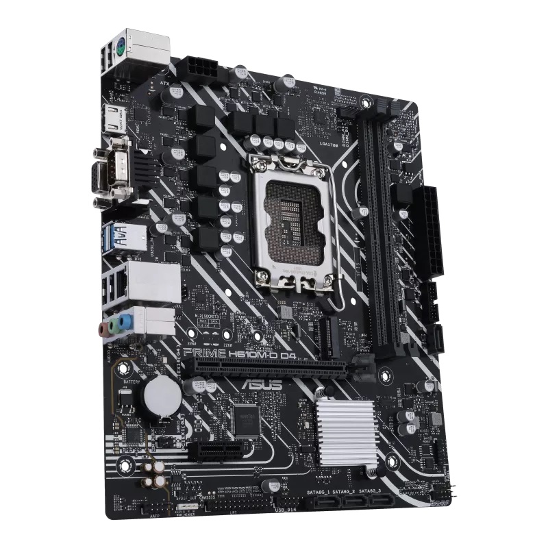 Asus PRIME H610M-D D4 Processor family Intel Processor socket LGA1700 DDR4 DIMM Memory slots 2 Supported hard disk drive interfaces SATA, M.2 Number of SATA connectors 4 Chipset Intel H610 mATX - Image 5