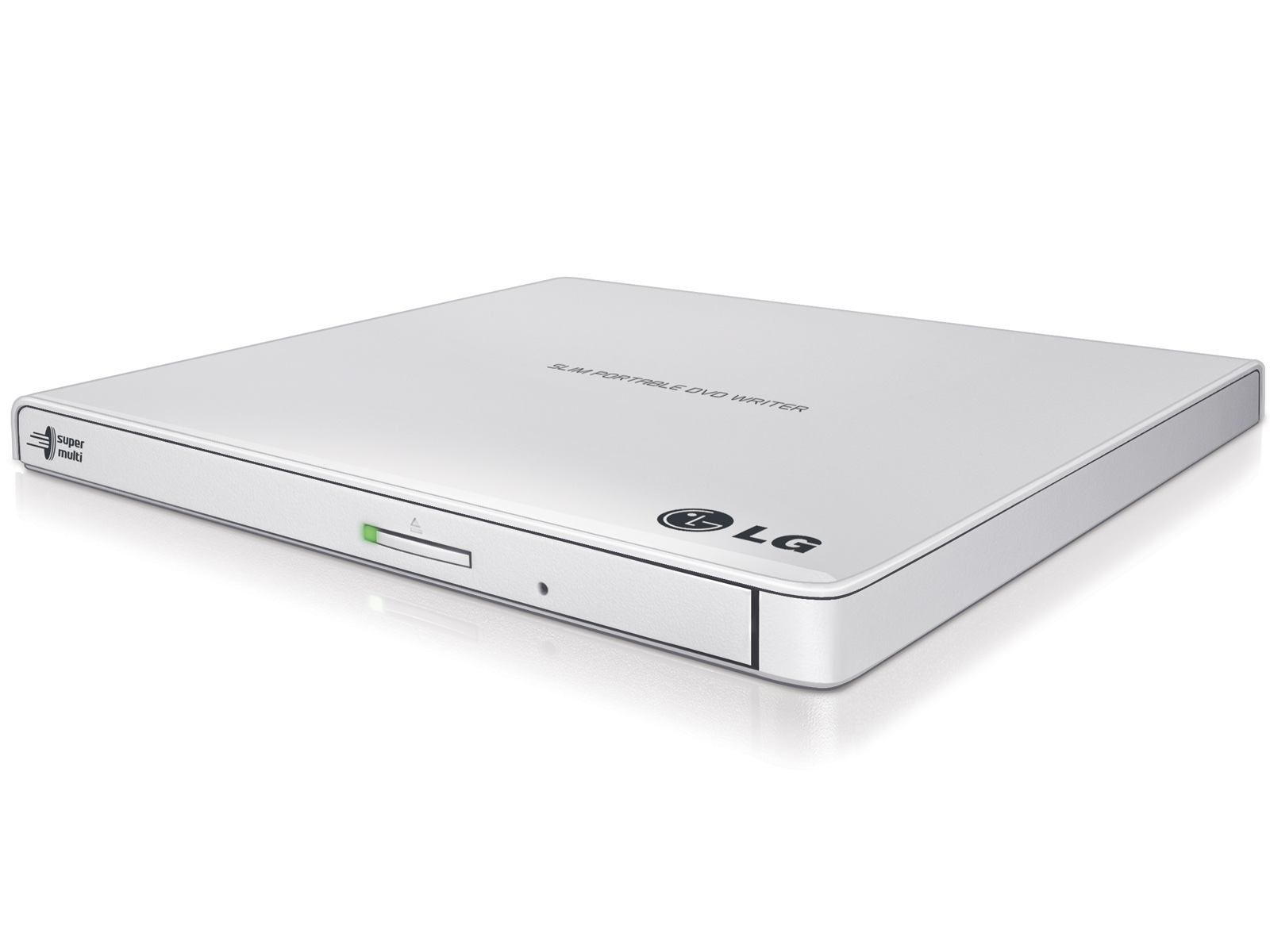 H.L Data Storage Ultra Slim Portable DVD-Writer GP57EW40 Interface USB 2.0 DVD±R/RW CD read speed 24 x CD write speed 24 x White Desktop/Notebook