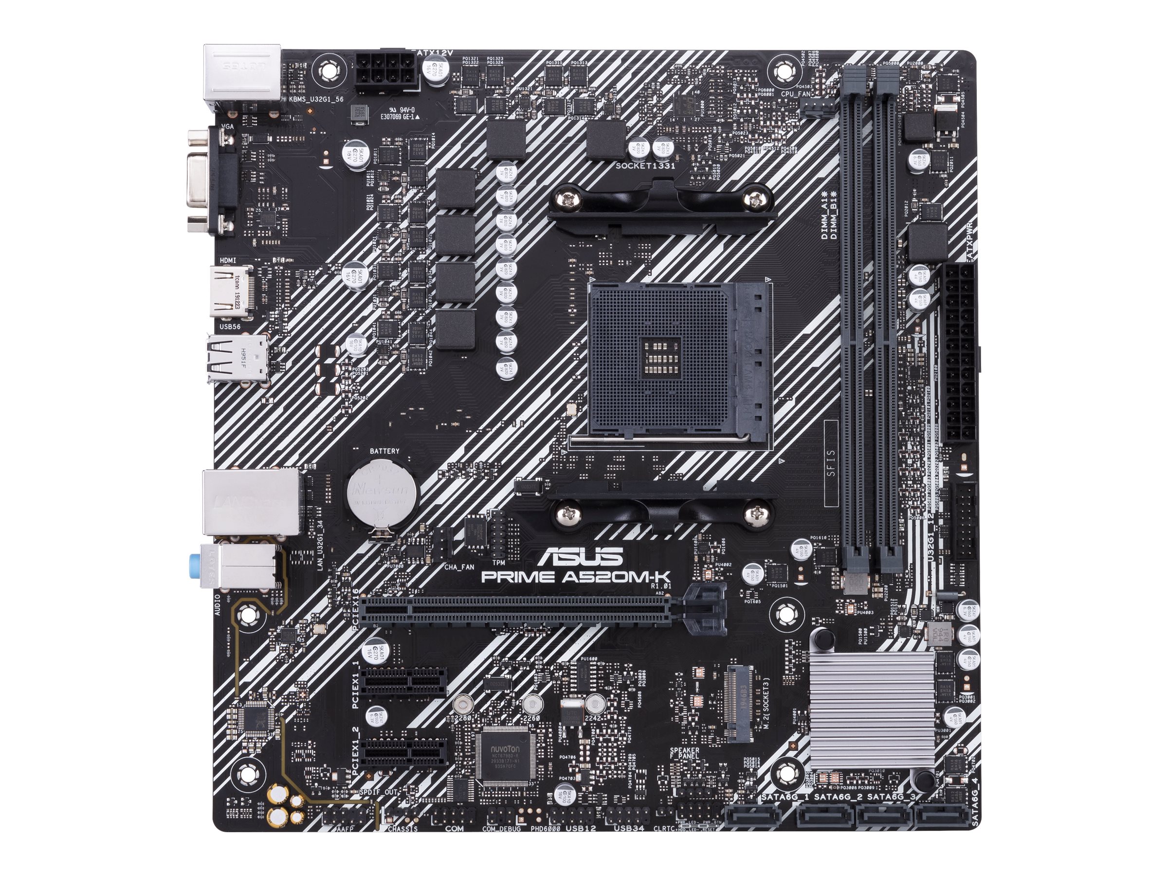 Asus PRIME A520M-K Processor family AMD Processor socket AM4 DDR4 Memory slots 2 Supported hard disk drive interfaces M.2, SATA Number of SATA connectors 4 Chipset AMD A Micro ATX - Image 2