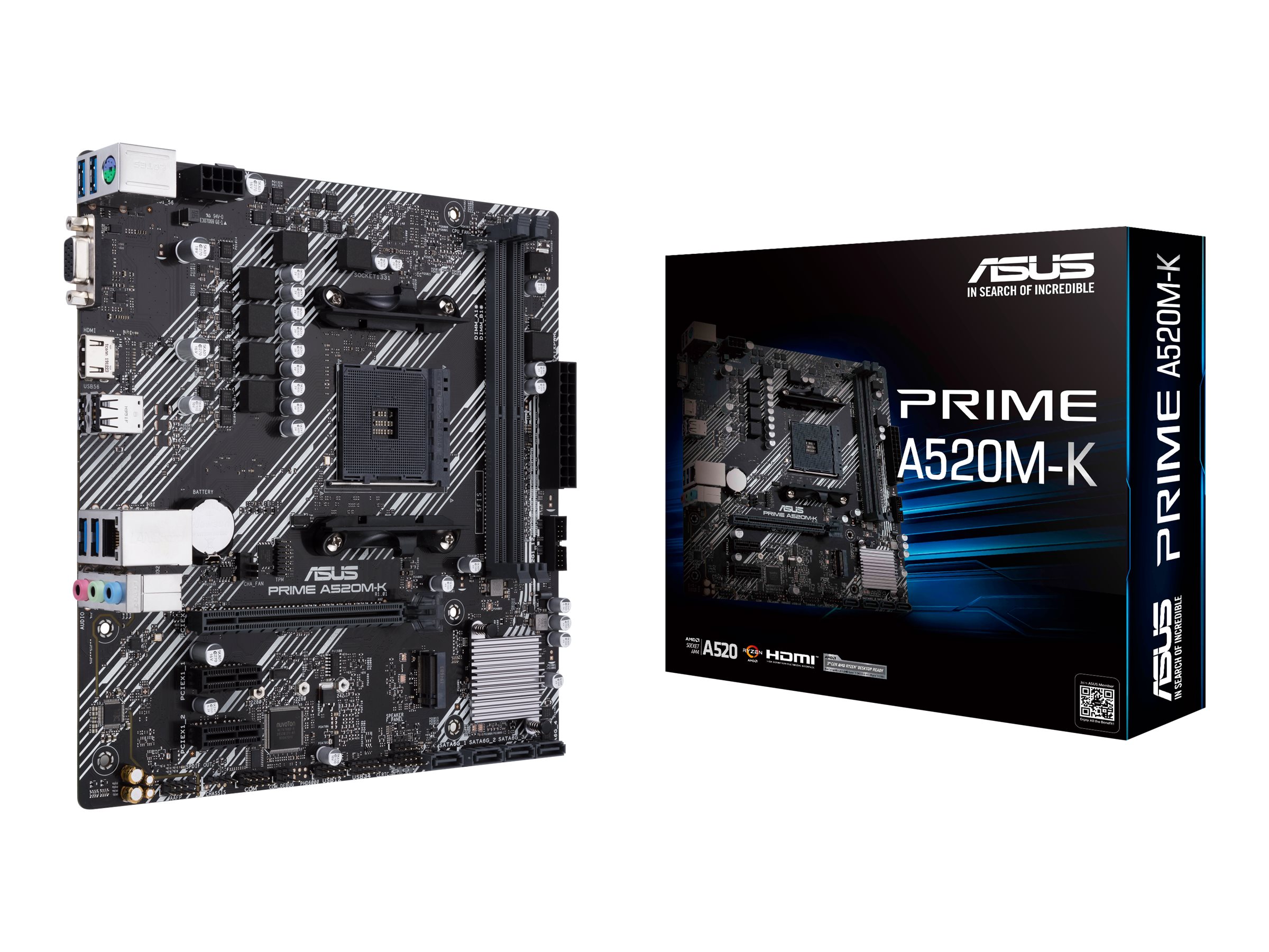 Asus PRIME A520M-K Processor family AMD Processor socket AM4 DDR4 Memory slots 2 Supported hard disk drive interfaces M.2, SATA Number of SATA connectors 4 Chipset AMD A Micro ATX - Image 4