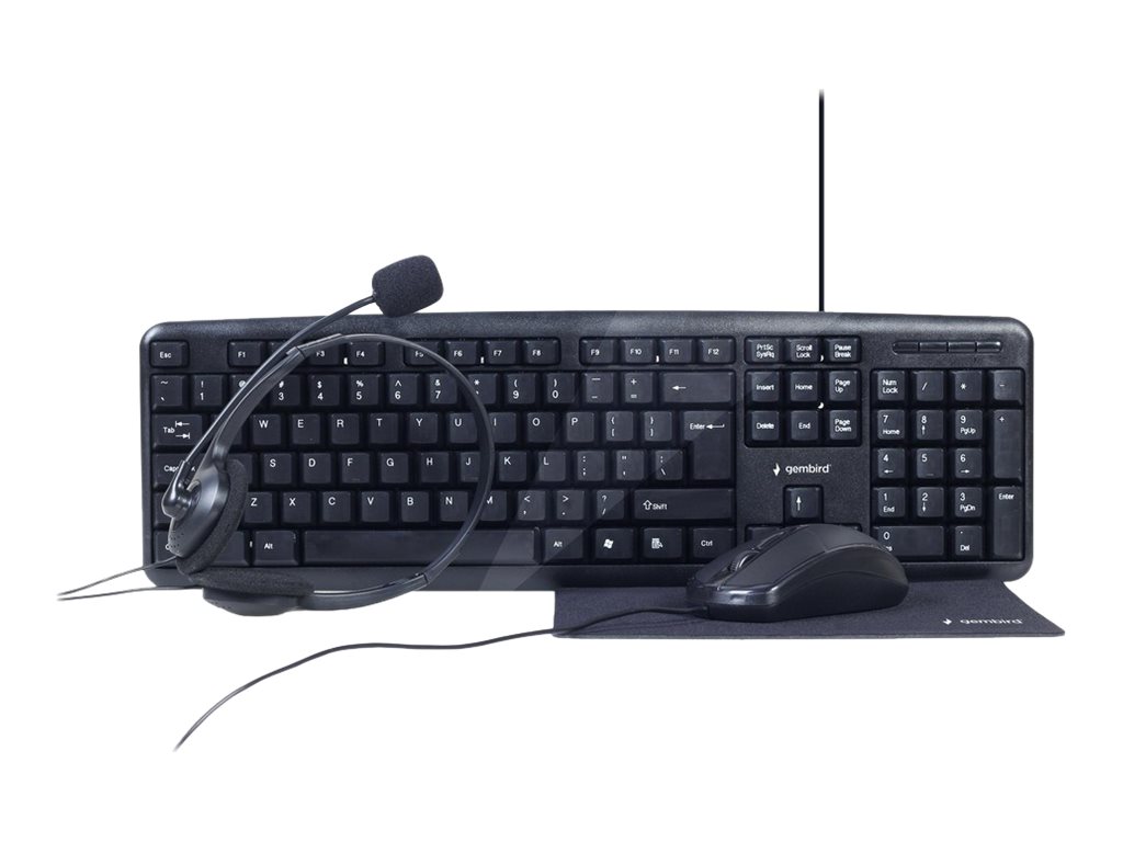 Gembird 4-in-1 Multimedia office set KBS-UO4-01 Keyboard, Mouse, Pad and Headset Set Wired Mouse included US Black - Image 3