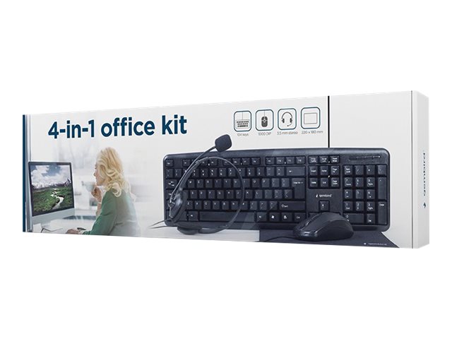 Gembird 4-in-1 Multimedia office set KBS-UO4-01 Keyboard, Mouse, Pad and Headset Set Wired Mouse included US Black - Image 5