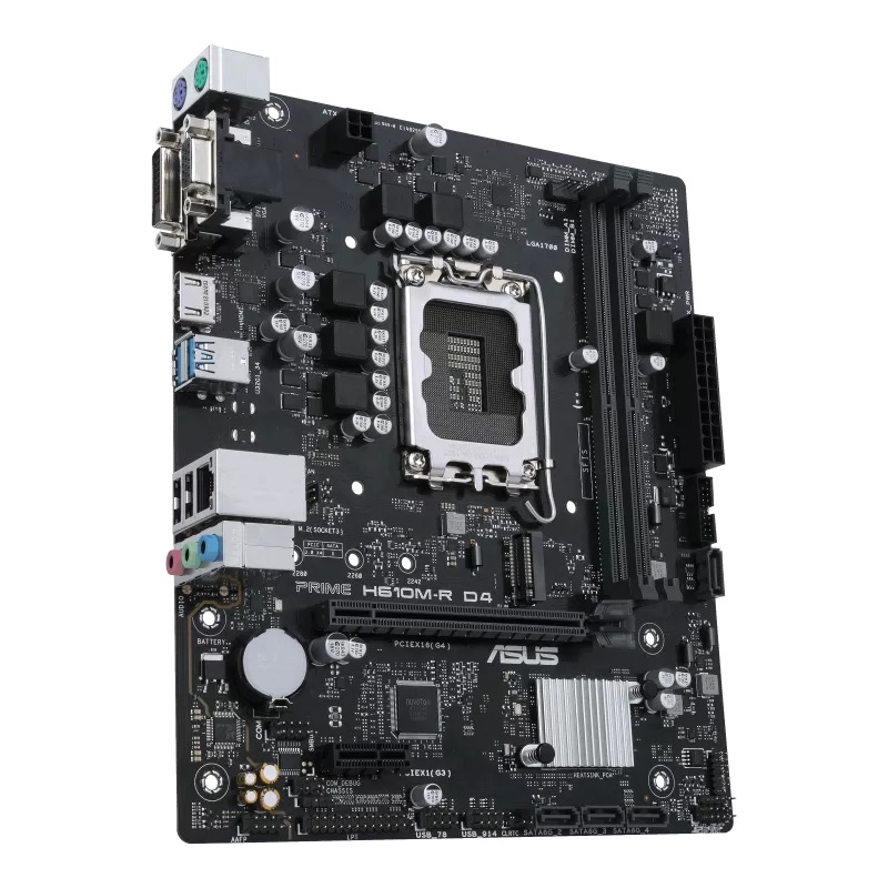 Asus PRIME H610M-R D4-SI Processor family Intel Processor socket LGA1700 DDR4 DIMM Memory slots 2 Supported hard disk drive interfaces SATA, M.2 Number of SATA connectors 4 Chipset Intel H610 Mic-ATX - Image 4