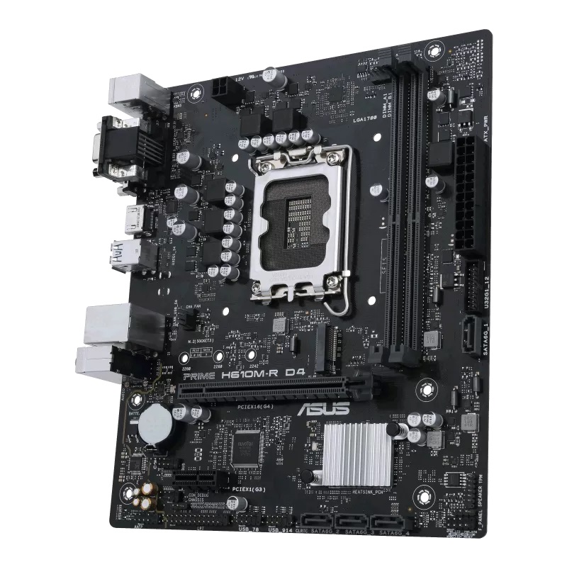 Asus PRIME H610M-R D4-SI Processor family Intel Processor socket LGA1700 DDR4 DIMM Memory slots 2 Supported hard disk drive interfaces SATA, M.2 Number of SATA connectors 4 Chipset Intel H610 Mic-ATX - Image 5