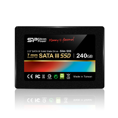 Silicon Power Slim S55 240 GB Solid-state drive interface SATA Read speed 550 MB/s Write speed 450 MB/s