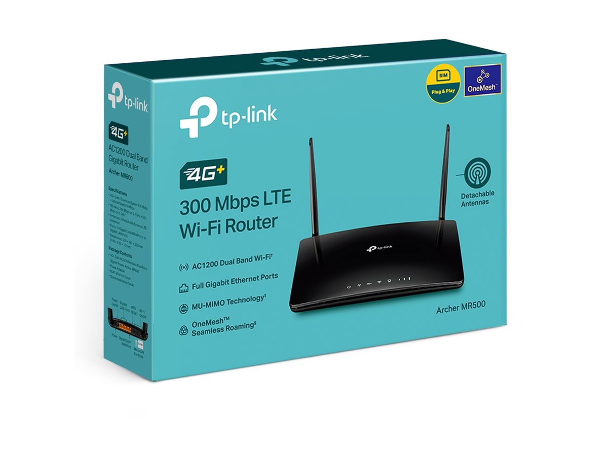 TP-LINK Wireless Dual Band Gigabit Router Archer MR500 802.11ac 867 Mbit/s 10/100/1000 Mbit/s Ethernet LAN (RJ-45) ports 4 Mesh Support Yes MU-MiMO Yes 4G + Antenna type External antenna x 2 24 month(s) - Image 5