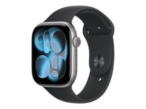 Apple Watch Series 11 GPS + Cellular 46mm Space Grey Aluminium Case with Black Sport Band - M/L Apple