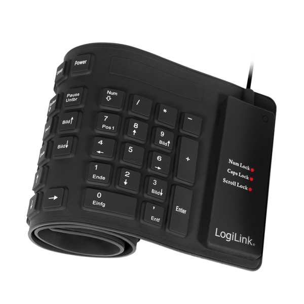 Logilink Flexible waterproof Keyboard USB + PS/2 ID0019A Flexible keyboard Wired DE Black
