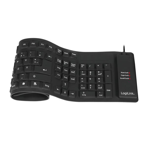Logilink Flexible waterproof Keyboard USB + PS/2 ID0019A Flexible keyboard Wired DE Black - Image 3