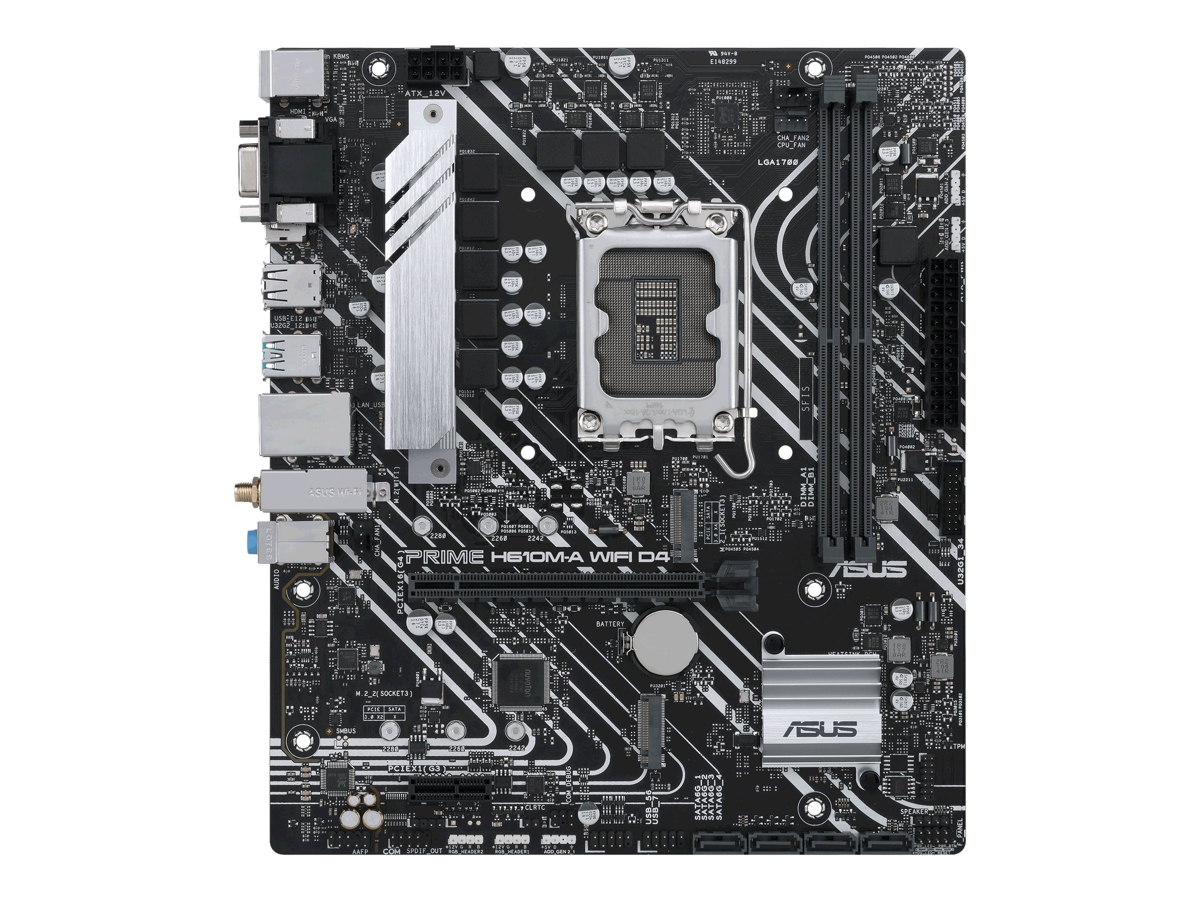 Asus PRIME H610M-A WIFI D4 Processor family Intel Processor socket LGA1700 DDR4 DIMM Memory slots 2 Supported hard disk drive interfaces SATA, M.2 Number of SATA connectors 4 Chipset Intel H610 mATX - Image 2