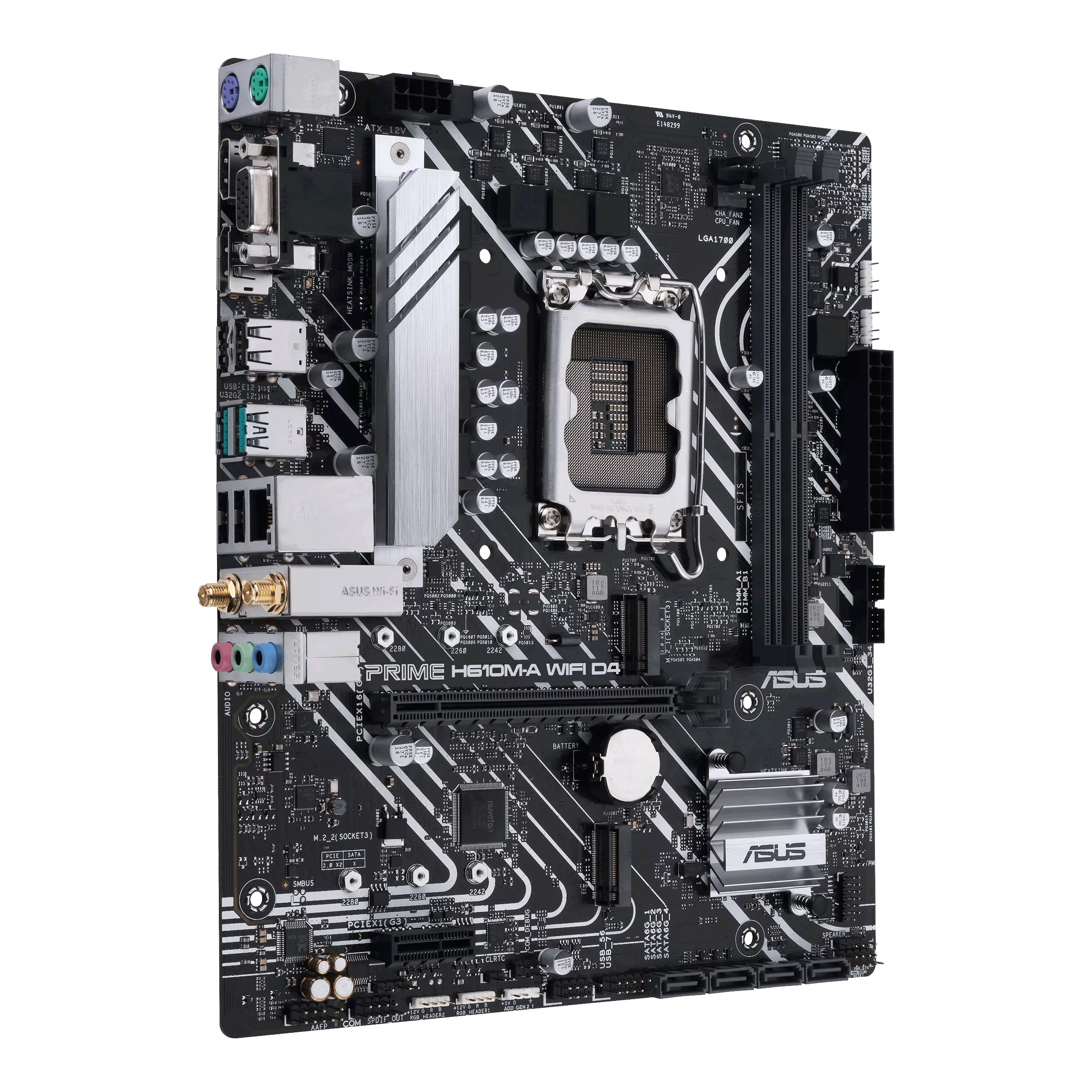 Asus PRIME H610M-A WIFI D4 Processor family Intel Processor socket LGA1700 DDR4 DIMM Memory slots 2 Supported hard disk drive interfaces SATA, M.2 Number of SATA connectors 4 Chipset Intel H610 mATX - Image 3