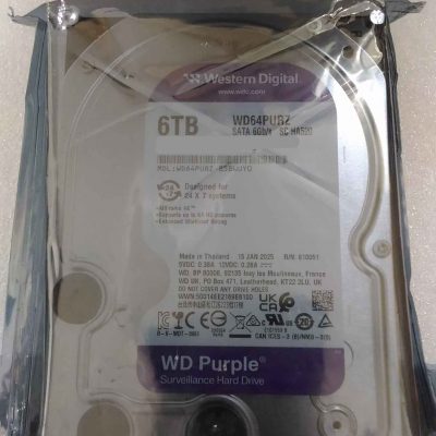 SALE OUT. Western Digital Hard Drive Purple WD64PURZ 5460 RPM 6000 GB REFURBISHED