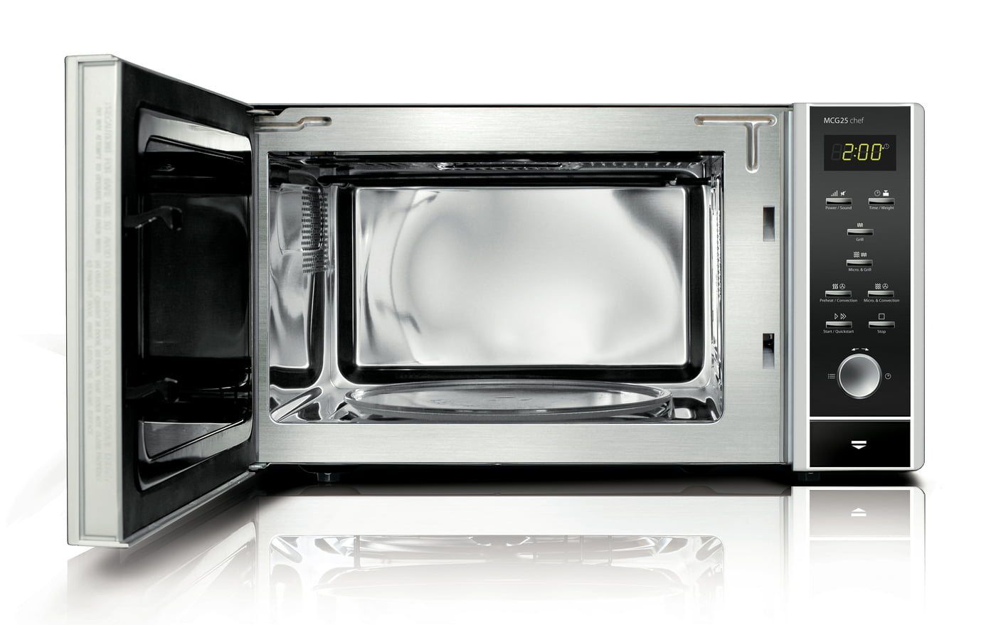Caso Microwave Oven with Grill and Convection MCG 25 Chef Free standing 900 W Convection 25 L Grill Stainless steel/Black - Image 3