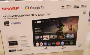 SALE OUT. Sharp 50JP7265E 50" (126cm) 4K Ultra HD QLED MiniLED Google TV SALE OUT. Sharp 4K QLED MiniLED TV 50JP7265E 50 Smart TV Google TV UHD Silver DAMAGED PACKAGING
