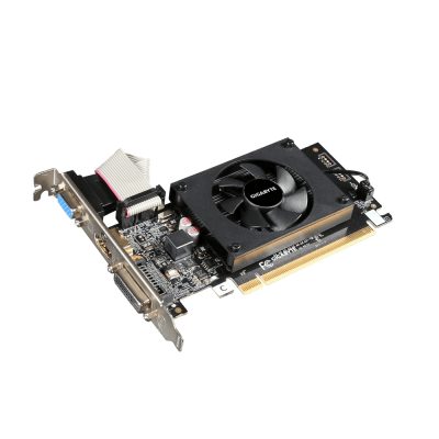 Gigabyte GV-N710D3-2GL 2.0 NVIDIA 2 GB GeForce GT 710 DDR3 Cooling type Active DVI-D ports quantity 1 HDMI ports quantity 1 PCI Express 2.0 Memory clock speed 1600 MHz Processor frequency 954 MHz VGA (D-Sub) ports quantity 1