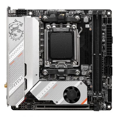 MSI MPG B650I EDGE WIFI Processor family AMD Processor socket AM5 DDR5 DIMM Memory slots 2 Supported hard disk drive interfaces SATA, M.2 Number of SATA connectors 4 Chipset AMD B650 Mini-ITX