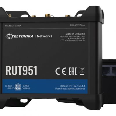 Teltonika Industrial Cellular router RUT951 802.11n 10/100 Mbit/s Ethernet LAN (RJ-45) ports 3 Mesh Support No MU-MiMO No 2G/3G/4G Antenna type 2 x SMA for LTE, 2 x RP-SMA