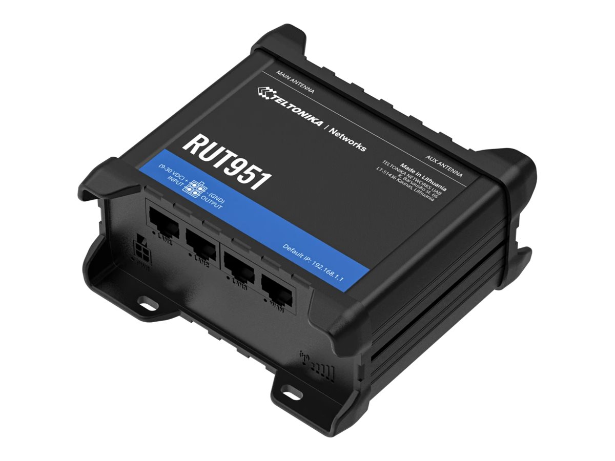 Teltonika Industrial Cellular router RUT951 802.11n 10/100 Mbit/s Ethernet LAN (RJ-45) ports 3 Mesh Support No MU-MiMO No 2G/3G/4G Antenna type 2 x SMA for LTE, 2 x RP-SMA - Image 2