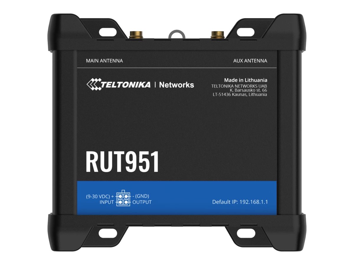 Teltonika Industrial Cellular router RUT951 802.11n 10/100 Mbit/s Ethernet LAN (RJ-45) ports 3 Mesh Support No MU-MiMO No 2G/3G/4G Antenna type 2 x SMA for LTE, 2 x RP-SMA - Image 4