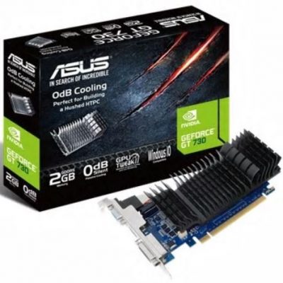 Asus GF GT730-SL-2GD5-BRK NVIDIA 2 GB GeForce GT 730 GDDR5 Cooling type Passive DVI-D ports quantity 1 HDMI ports quantity 1 PCI Express 2.0 Memory clock speed 5010 MHz Processor frequency 902 MHz