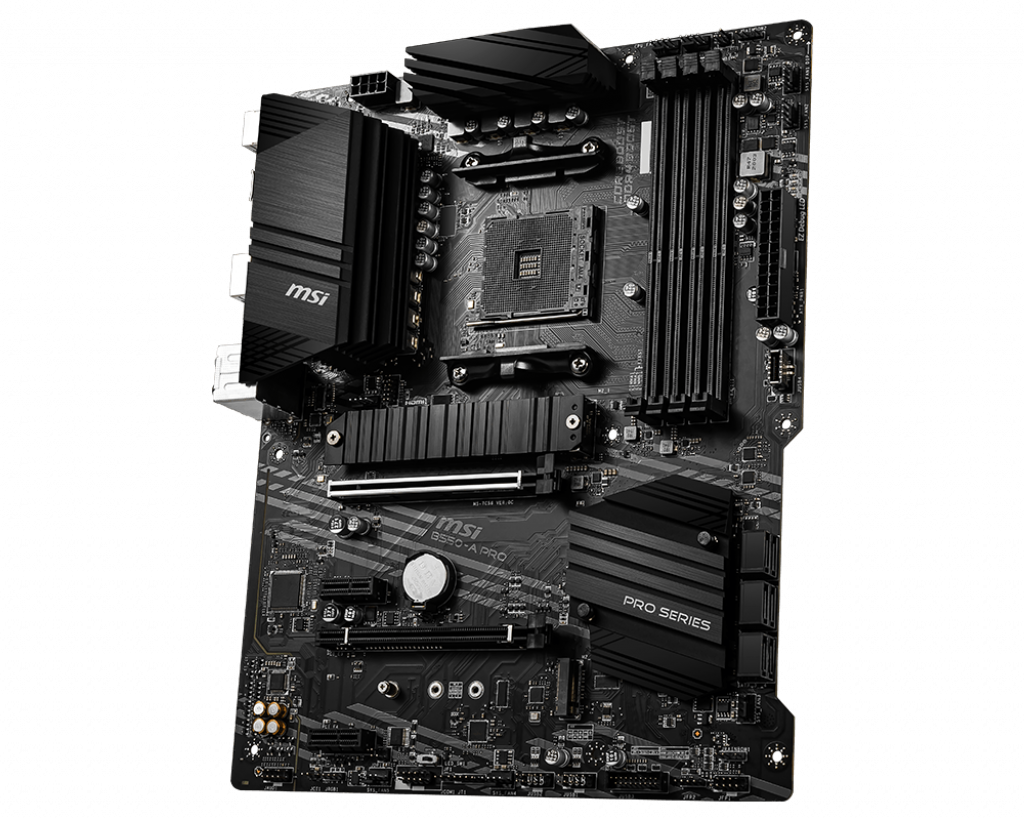 MSI B550-A PRO Processor family AMD Processor socket AM4 DDR4 DIMM Memory slots 4 Supported hard disk drive interfaces SATA, M.2 Number of SATA connectors 6 Chipset AMD B550 ATX - Image 5