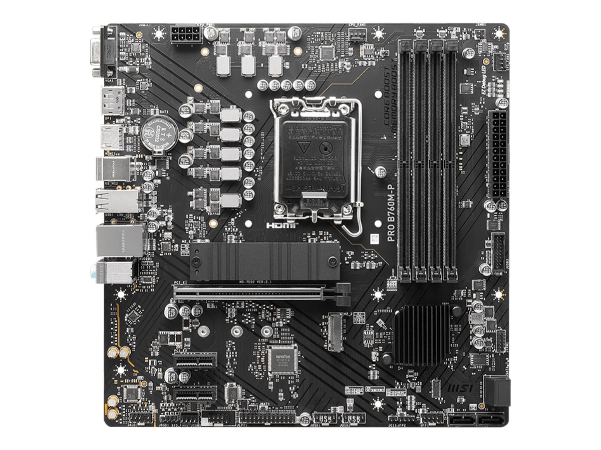 MSI PRO B760M-P Processor family Intel Processor socket LGA1700 DDR5 DIMM Memory slots 4 Supported hard disk drive interfaces SATA, M.2 Number of SATA connectors 4 Chipset Intel B760 mATX - Image 2