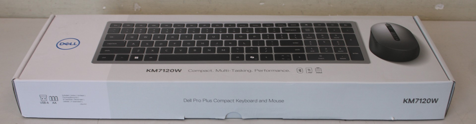 SALE OUT. Dell Keyboard and Mouse KM7120W Wireless Russian Dell Keyboard and Mouse KM7120W Keyboard and Mouse Set Wireless Batteries included Bluetooth Wireless connection Russian Titan Gray DEMO, SCRATCHED