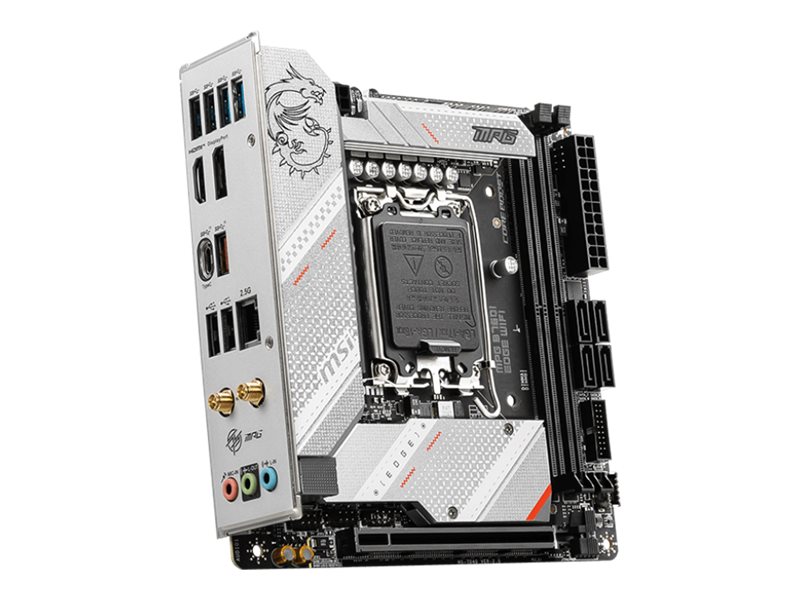 MSI MPG B760I EDGE WIFI Processor family Intel Processor socket LGA1700 DDR5 DIMM Memory slots 2 Supported hard disk drive interfaces SATA, M.2 Number of SATA connectors 4 Chipset Intel B760 Mini-ITX - Image 6