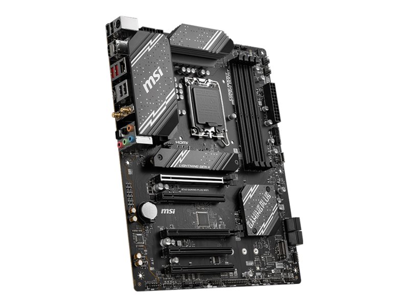 MSI B760 GAMING PLUS WIFI Processor family Intel Processor socket LGA1700 DDR5 Memory slots 4 Supported hard disk drive interfaces SATA, M.2 Number of SATA connectors 4 Chipset Intel B760 ATX - Image 6