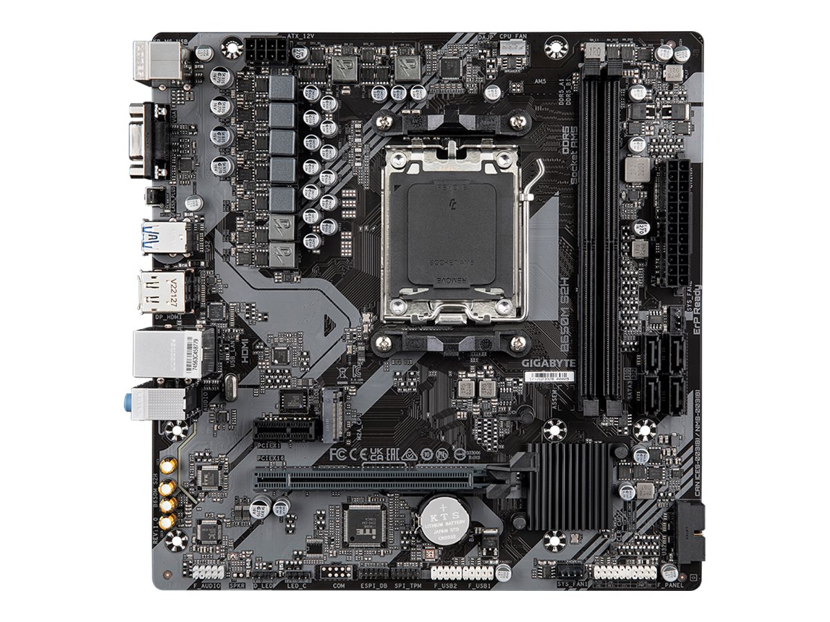 Gigabyte B650M S2H 1.0 M/B Processor family AMD Processor socket AM5 DDR5 DIMM Memory slots 2 Supported hard disk drive interfaces SATA Number of SATA connectors 4 Chipset AMD B650 Micro ATX