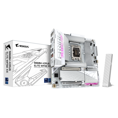 Gigabyte B860M AORUS ELITE WIFI6E ICE Processor family Intel Processor socket LGA1851 DDR5 Supported hard disk drive interfaces SATA, M.2 Number of SATA connectors 4