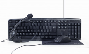 Gembird 4-in-1 Multimedia office set KBS-UO4-01 Keyboard, Mouse, Pad and Headset Set Wired Mouse included US Black