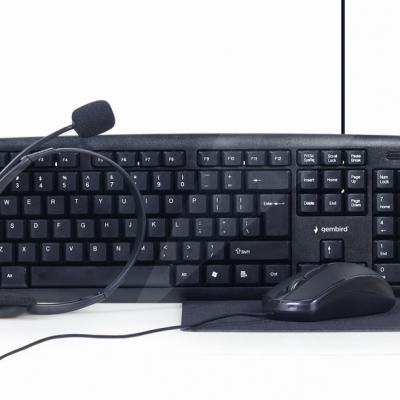 Gembird 4-in-1 Multimedia office set KBS-UO4-01 Keyboard, Mouse, Pad and Headset Set Wired Mouse included US Black