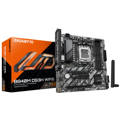 Gigabyte B840M DS3H WIFI6 (rev. 1.1) Processor family AMD Processor socket AM5 DDR5 Supported hard disk drive interfaces SATA, M.2 Number of SATA connectors 4