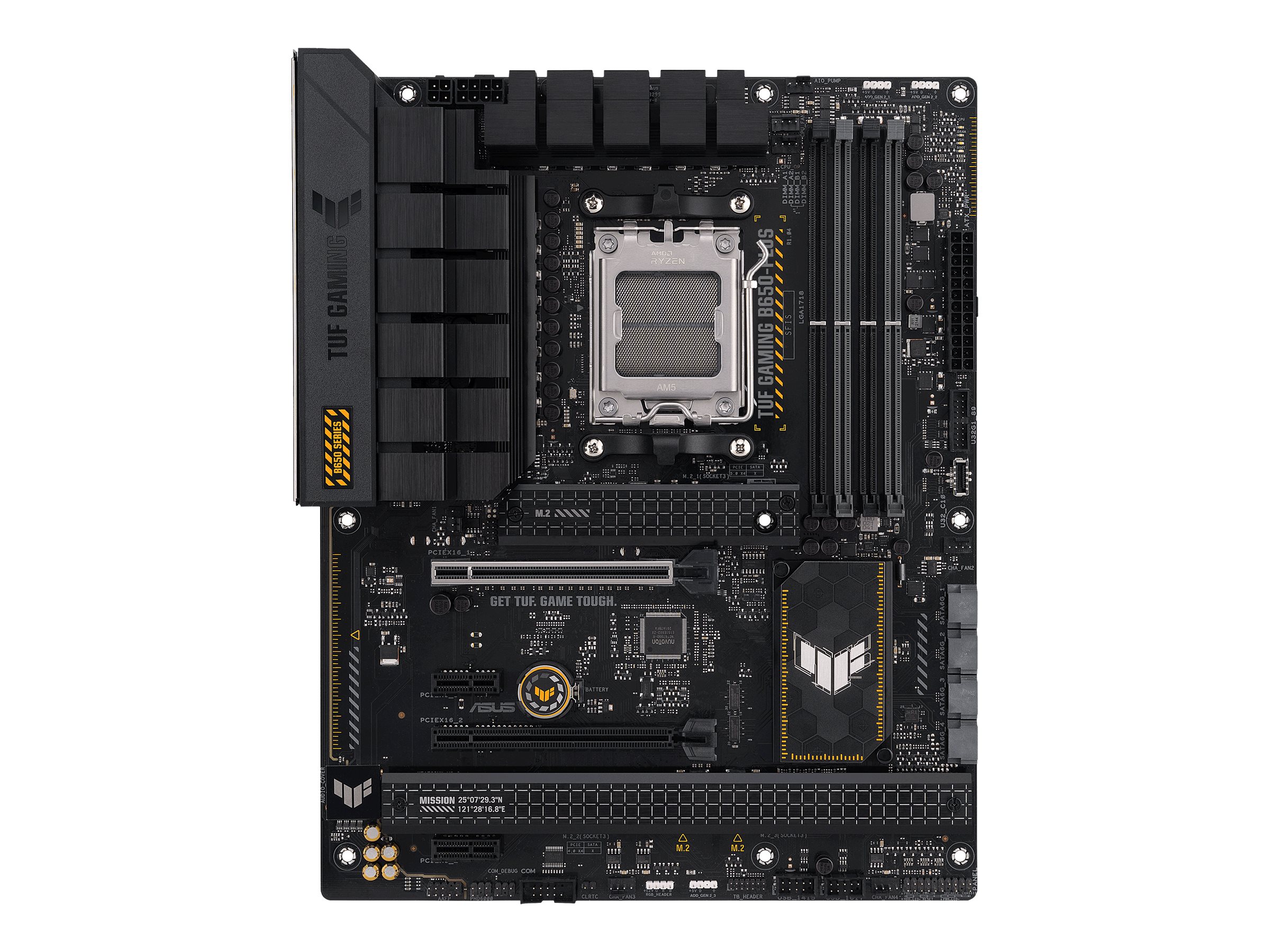 Asus TUF Gaming B650-Plus - motherboard - ATX Processor family AMD B650 Processor socket 1 x Socket AM5 4 DIMM slots - DDR5, non-ECC, ECC, on-die ECC, unbuffered Memory slots 4 Supported hard disk drive interfaces SATA-600 (RAID), 3 x M.2 Number of SATA connectors 4