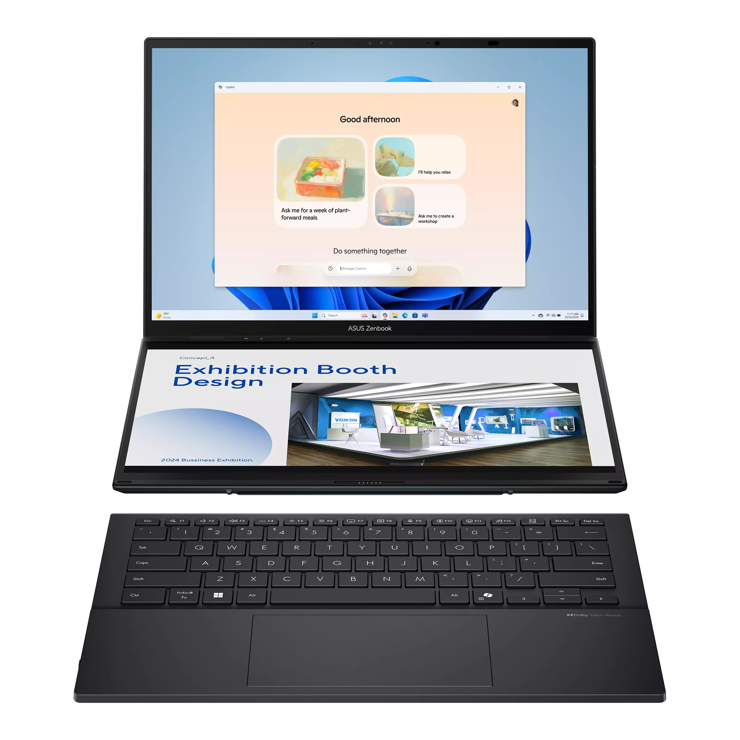 Asus Zenbook Duo UX8406CA-QL358X Inkwell Gray 14 " OLED Touchscreen FHD 1920 x 1200 pixels 60 Hz Glossy Intel Core Ultra 7 255H 16 GB LPDDR5X Solid-state drive capacity 1000 GB Intel Arc Graphics Windows 11 Pro 802.11be Bluetooth version 5.4 Keyboard language US international Keyboard backlit Warranty 24 month(s) Battery warranty 12 month(s) - Image 2