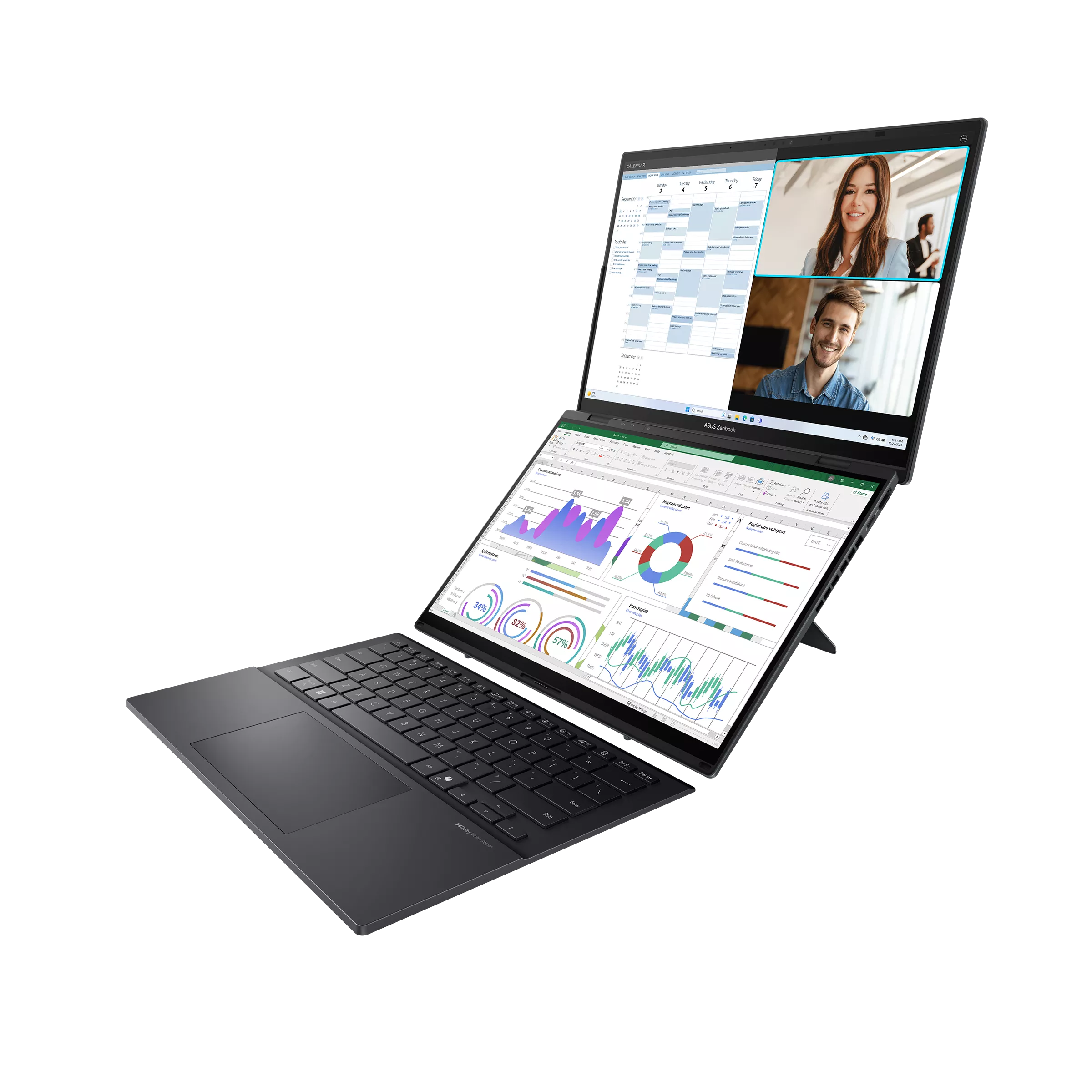 Asus Zenbook Duo UX8406CA-QL358X Inkwell Gray 14 " OLED Touchscreen FHD 1920 x 1200 pixels 60 Hz Glossy Intel Core Ultra 7 255H 16 GB LPDDR5X Solid-state drive capacity 1000 GB Intel Arc Graphics Windows 11 Pro 802.11be Bluetooth version 5.4 Keyboard language US international Keyboard backlit Warranty 24 month(s) Battery warranty 12 month(s) - Image 5