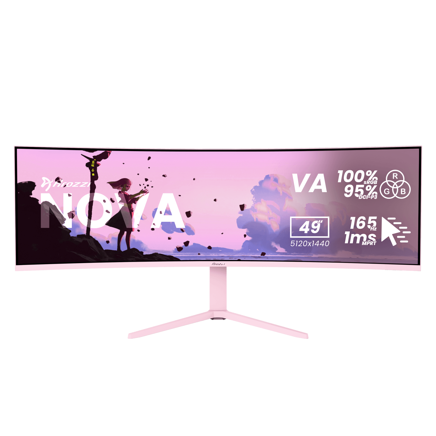 Arozzi Nova 49 " VA 32:9 165 Hz 4 ms 5120 x 1440 pixels 350 cd/m² HDMI ports quantity 2 Pink - Image 2