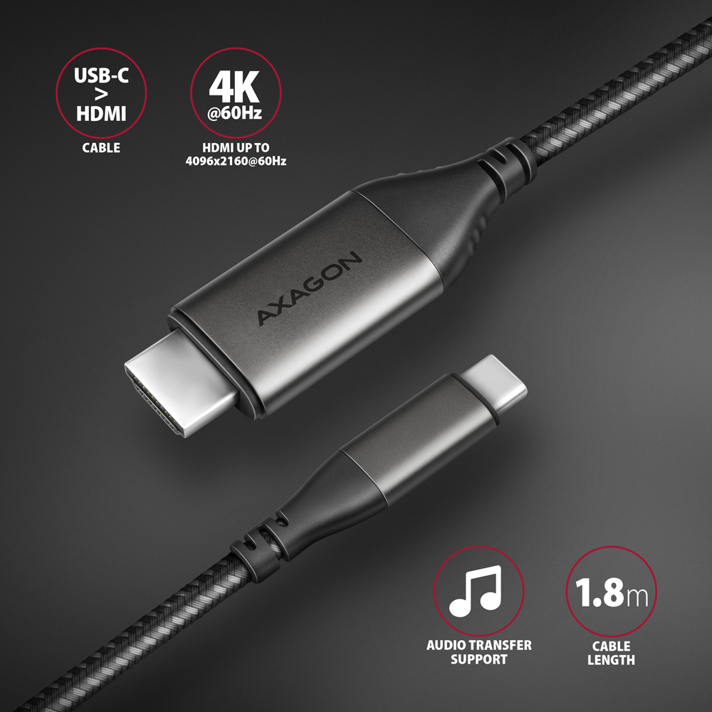 CABLE USB-C TO HDMI 1.8M/RVC-HI2MC AXAGON - Image 3